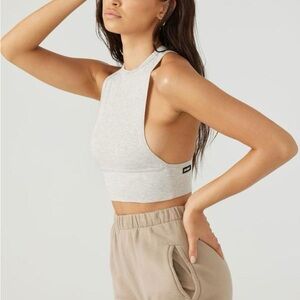Joah Brown White Ribbed Tank
